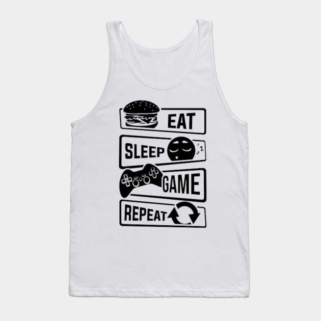 eat sleep game repeat Tank Top by Yurii